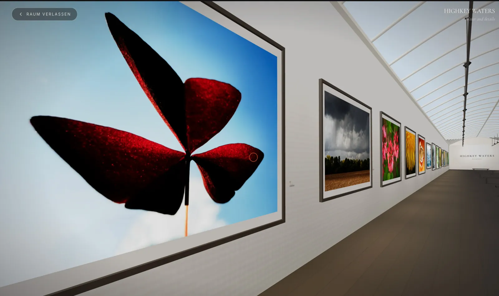 Galerie 3D immersive pour photographes, salle d'exposition construite par Site Web Intuitif