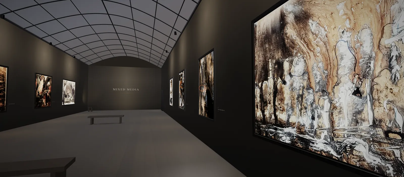 Texture Alchemy — begehbarer 3D-Galerieraum Mixed Media