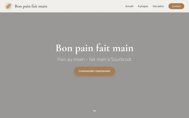 Aperçu du site Bon Pain Fait Main — boulangerie artisanale à Sourbrodt, pain fait maison
