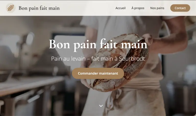 Aperçu du site Bon Pain Fait Main — boulangerie artisanale à Sourbrodt, pain fait maison