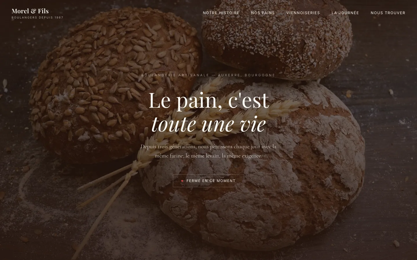 Aperçu du site Morel & Fils — boulangerie artisanale à Auxerre, Bourgogne