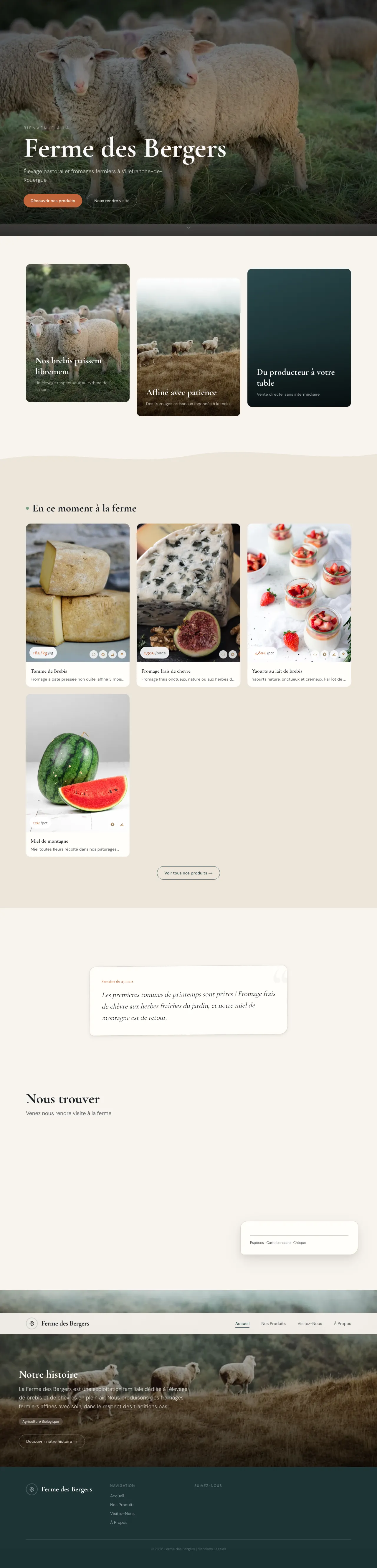 Aperçu du site Ferme des Bergers — élevage pastoral et fromages fermiers