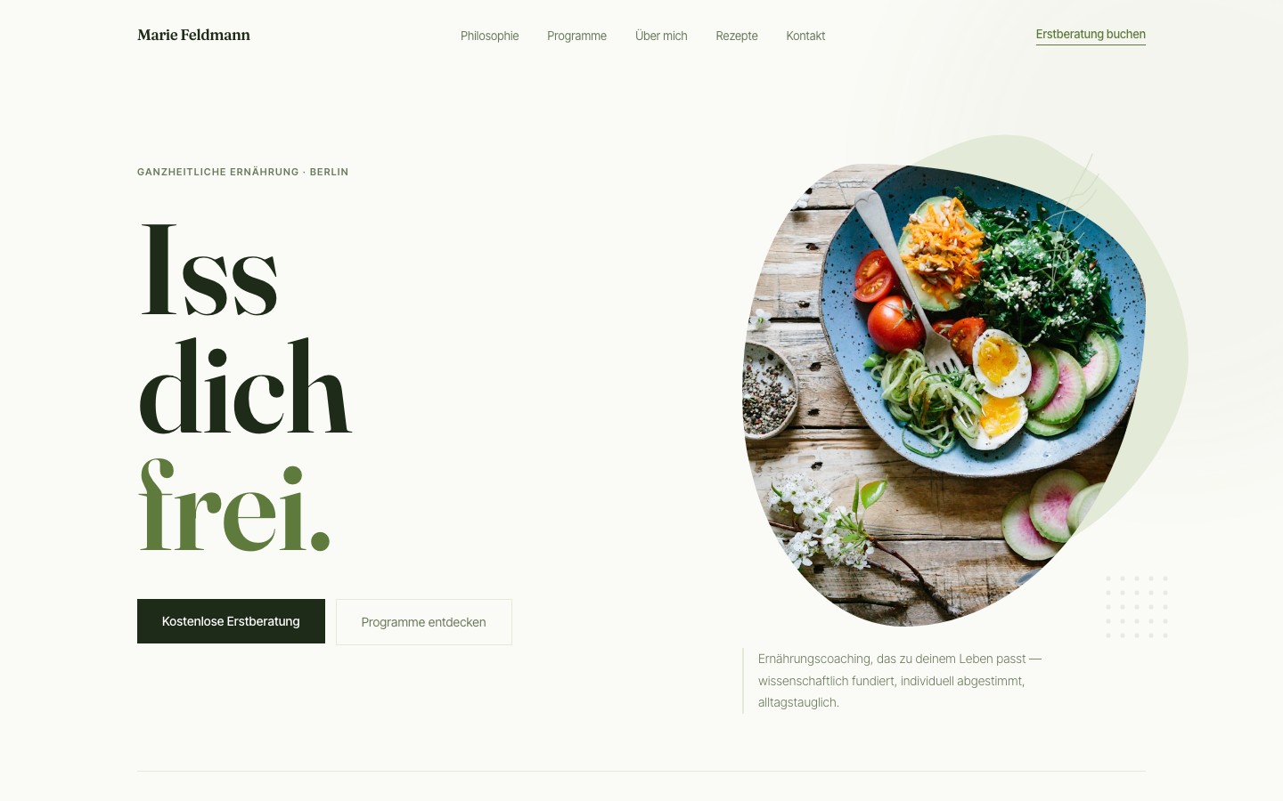 Marie Feldmann — Ganzheitliche Ernährungsberatung Website