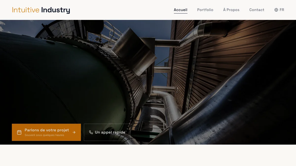 Aperçu du site Intuitive Industry — photographie industrielle par Philippe Ramakers, France & Europe