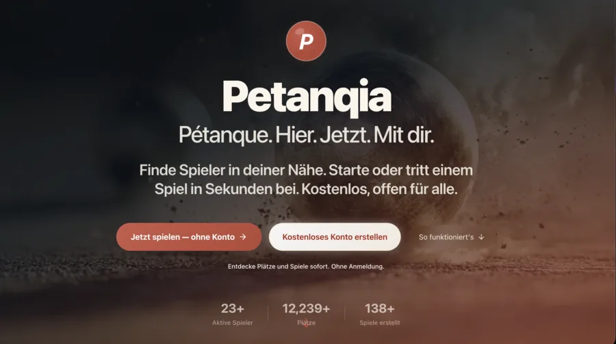 Aperçu de l'app Petanqia — trouver des joueurs et terrains de pétanque partout dans le monde