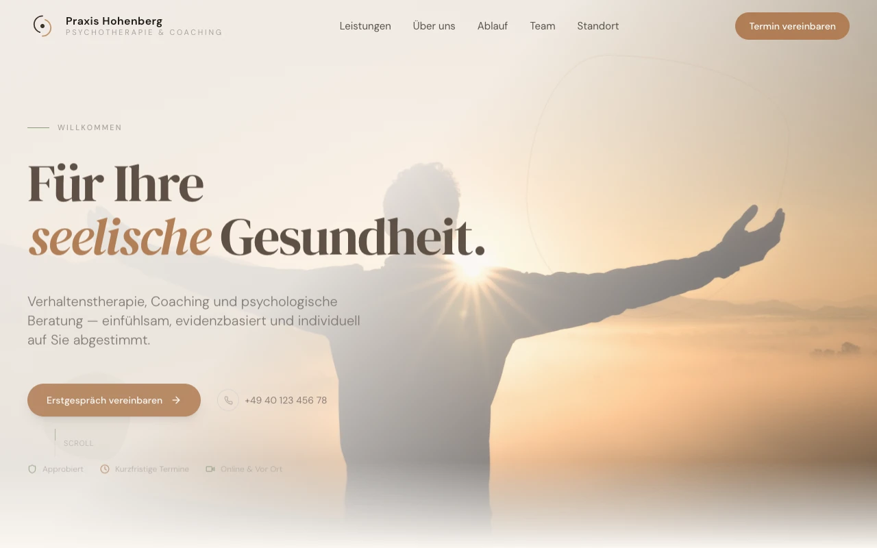 Praxis Hohenberg — Psychotherapie & Coaching Website