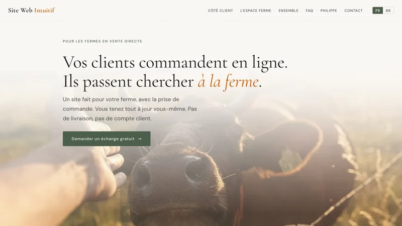 Offre de site web avec commande en ligne et retrait à la ferme
