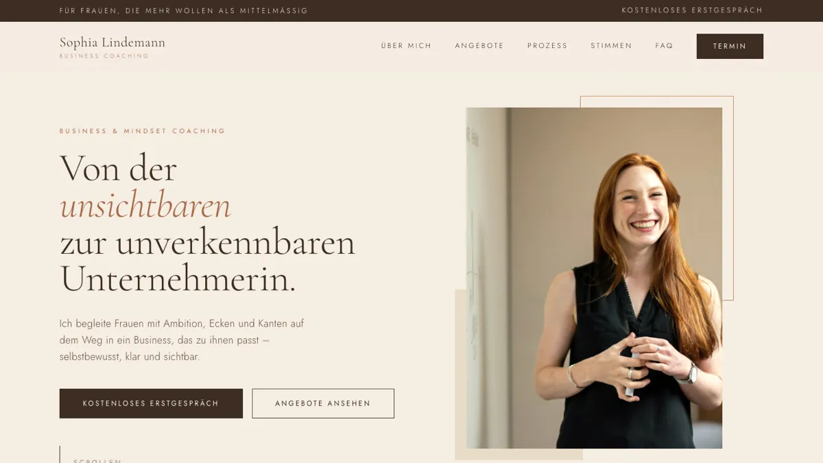 Sophia Lindemann, business et mindset coaching pour femmes entrepreneures à Berlin