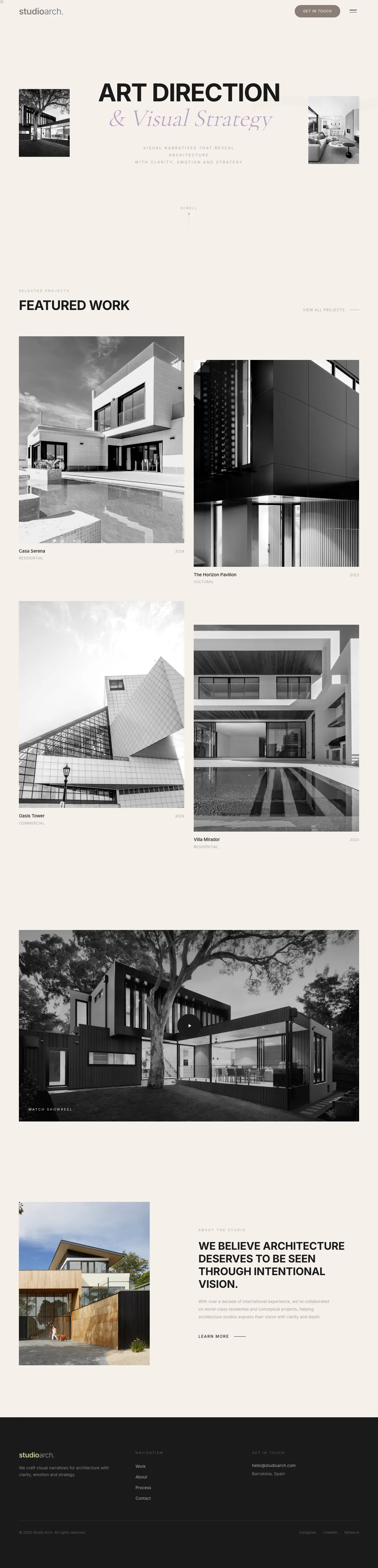 Aperçu du site Studio Arch — portfolio architecture et stratégie visuelle